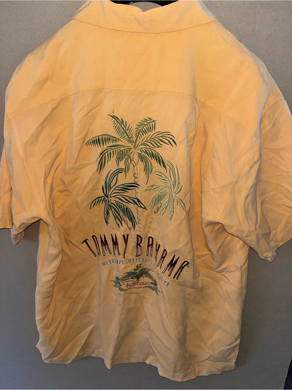 Tommy Bahama Men’s Silk BUTTON DOWN Shirt XL Orange S/S Stitched Back Relax